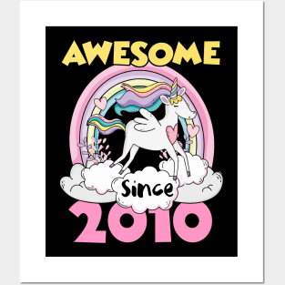 Cute Awesome Unicorn 2010 Funny Gift Pink Posters and Art